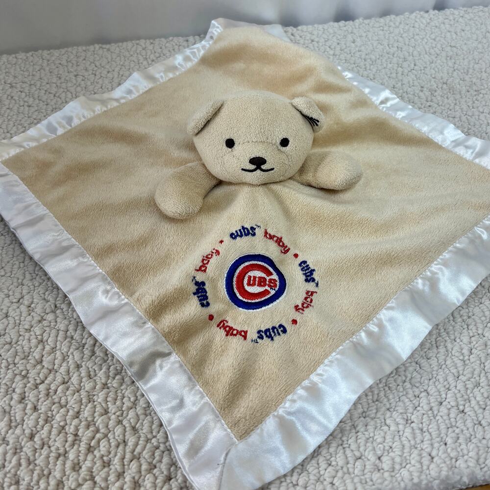 Chicago Cubs Lovey Security Blanket Beige Baby Fanatic 13" x 13" Tan Replacement
